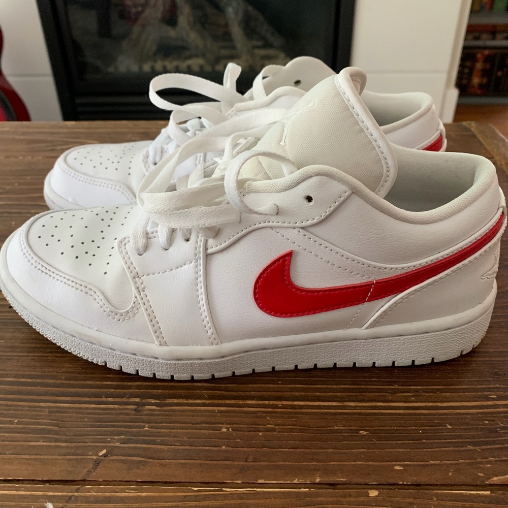 Jordan White and Red Sneakers